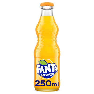 FANTA ORANGE CARBONATED SOFT DRINK GLASS BOTTLE, 250ML