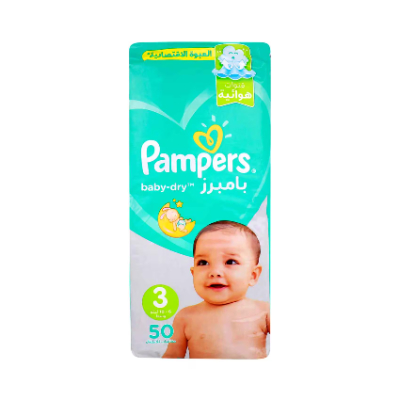 Pampers Baby Dry Diapers, Size 3 for 6-10kg, 50 Pieces