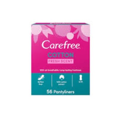 CAREFREE NORMAL WITH COTTON EXTRACT FRESH SCENT PANTYLINERS, 56 PIECES