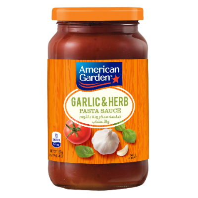 American Garden Garlic and Herb Pasta Sauce, Vegetarian, Gluten-free, 397gm