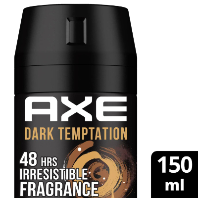 Axe Men's Deodorant Body Spray Dark Temptation 48h Irresistible Fragrance, 2x150ml