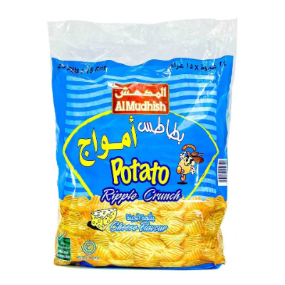 Al Mudhish Ripple Cheese Potato Chips, 24x15gm