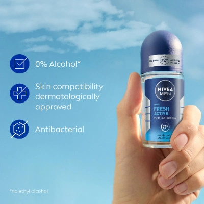 NIVEA MEN ANTI-PERSPIRANT FRESH ACTIVE DEODORANT ROLL-ON, 50ML