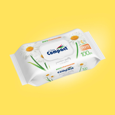Compact Wet Wipes Pure Chamomile 100 Pcs