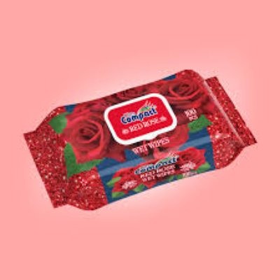 Compact Wet Wipes Red Rose, 100 Sheets