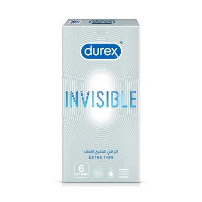 Durex Invisible Extra Thin Condoms for Men, 6 Pieces