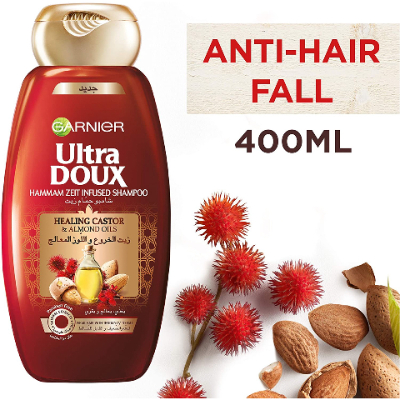 GARNIER ULTRA DOUX HAMMAM ZEIT INFUSED SHAMPOO WITH HEALING CASTOR & ALMOND OILS, 400ML