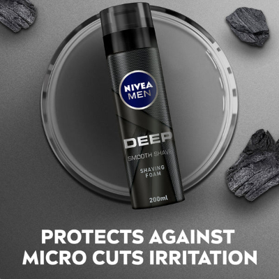 NIVEA MEN DEEP SMOOTH SHAVE SHAVING FOAM, 200ML