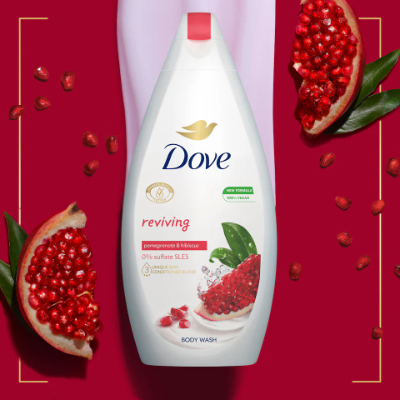 DOVE GO FRESH POMEGRANATE & HIBISCUS TEA REVIVING BODY WASH, 250ML