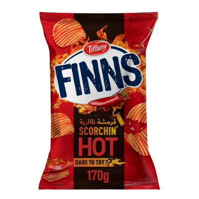 TIFFANY FINNS CRINKLED POTATO CHIPS CHILI, 85G