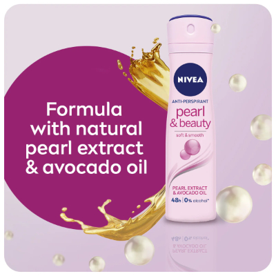 Nivea Pearl & Beauty Pearl Extracts Antiperspirant Deodorant Spray for Women, 150ML