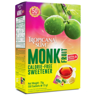 TROPICANA FRUIT SWEETENER SLIM MONK, 50 SACHETS