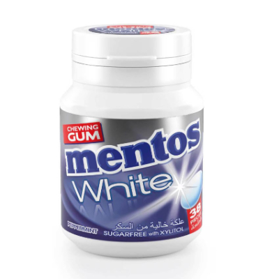 MENTOS PEPPERMINT MENTOS WHITE CHEWING GUM SUGAR FREE, 54G