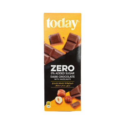 TODAY NO ADDED SUGAR DARK CHOCOLATE WITH HAZELNUT 60 G