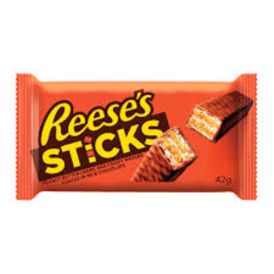 REESE'S PEANUT BUTTER CREME CRISPY WAFER STICKS COATED WITH MILK CHOCOLATE, 42G
