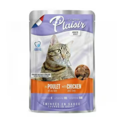 PLAISIR CAT FOOD CHUNKS WITH CHICKEN & LIVER IN GRAVY 100 G