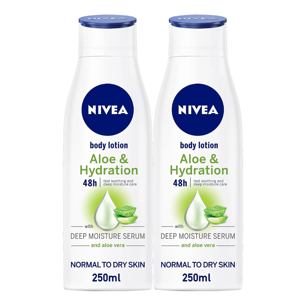 Nivea Aloe & Hydration 48h Moisture Body Lotion, 2x250ml