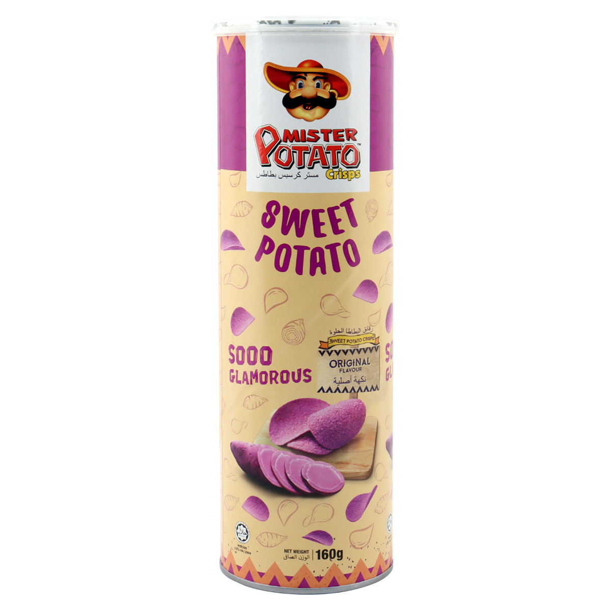 Mister Potato Crisps Sweet Potato Chips Can, 160g