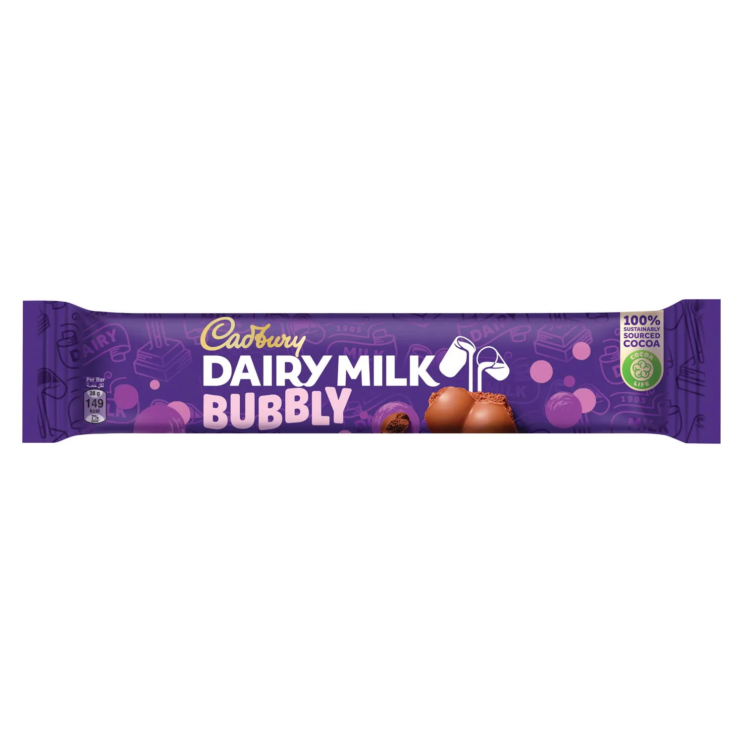 CADBURY DAIRY MILK BUBBLY CHOCOLATE BAR, 28G