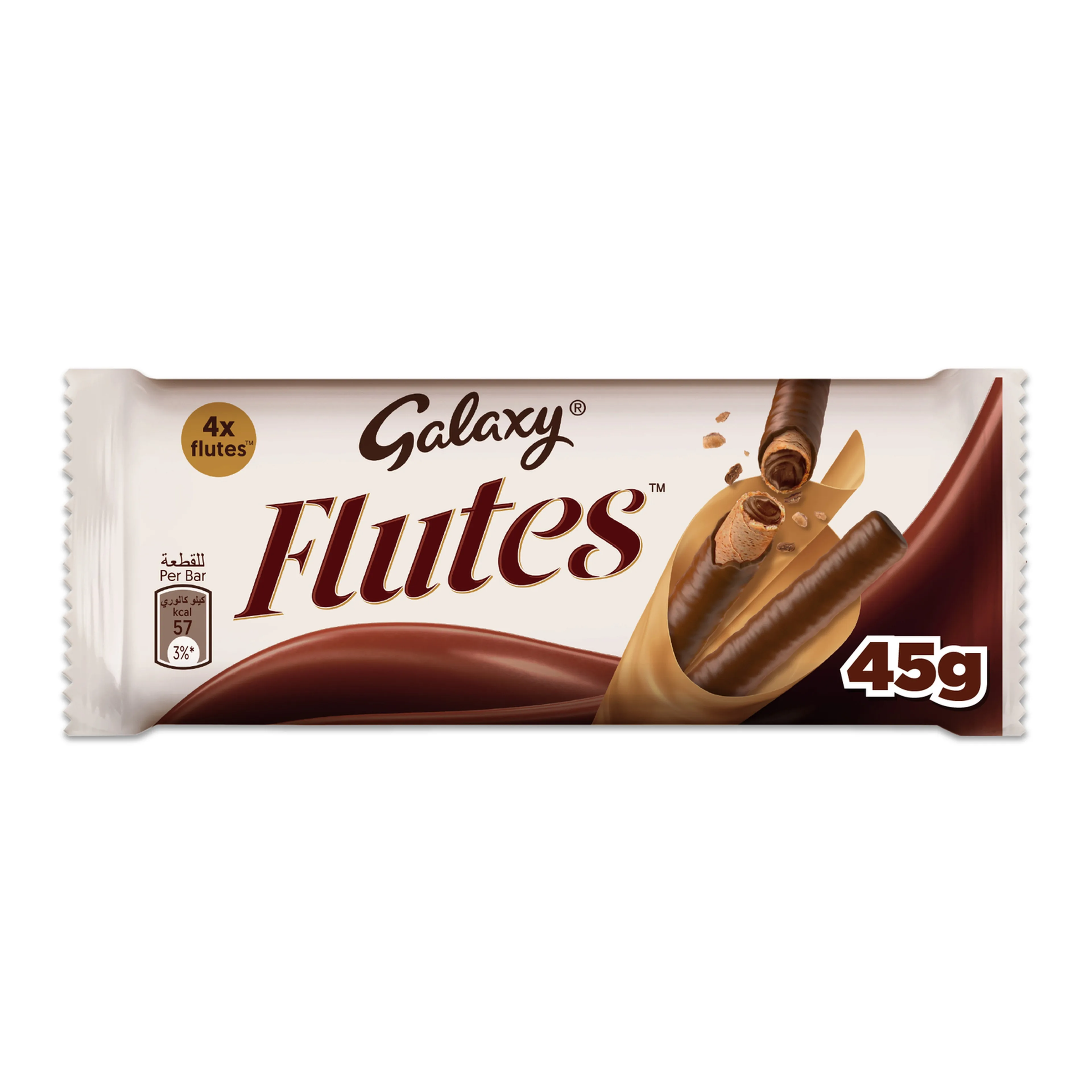 Galaxy Flutes 4 Fingers Chocolate Wafer Rolls, 45g