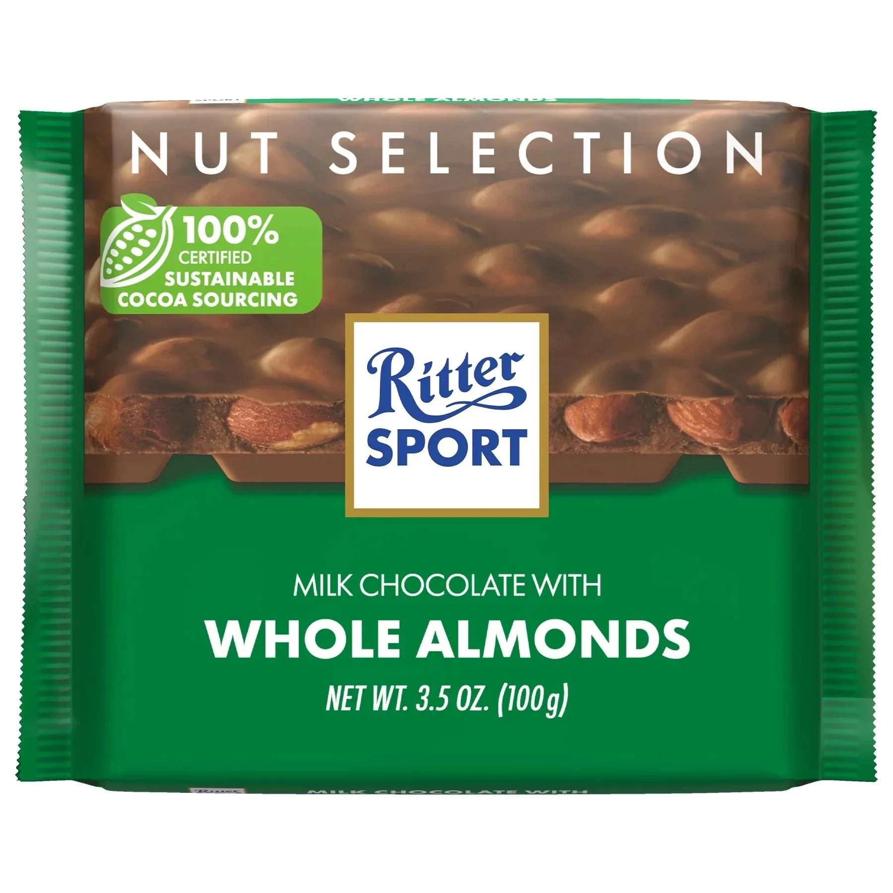 Ritter Sport Milk Chocolate With Whole Almonds, 100g