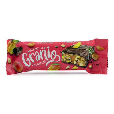 Granio Milk Chocolate, Tropical Fruits Bar, 40g