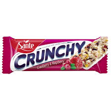 Sante Cranberries and Raspberries With Vanilla Coating Crunchy Bar, 40g